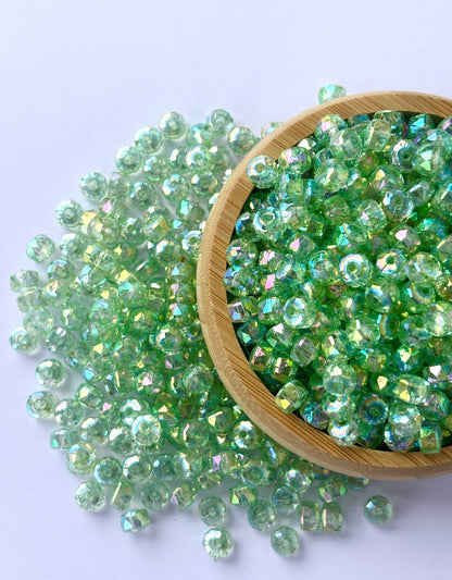 Transparent Mint Green AB Multi-Faceted Beads