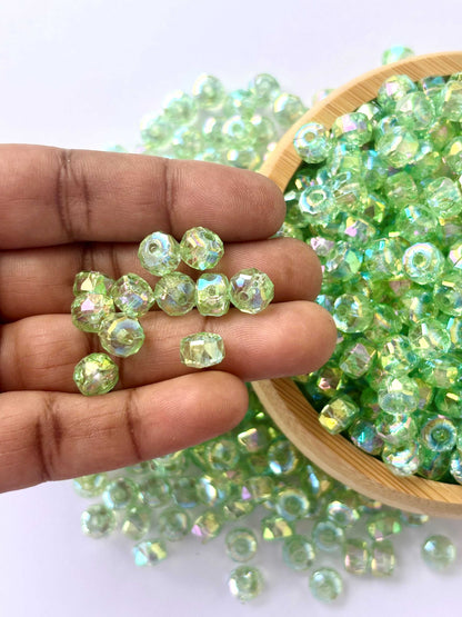 Transparent Mint Green AB Multi-Faceted Beads