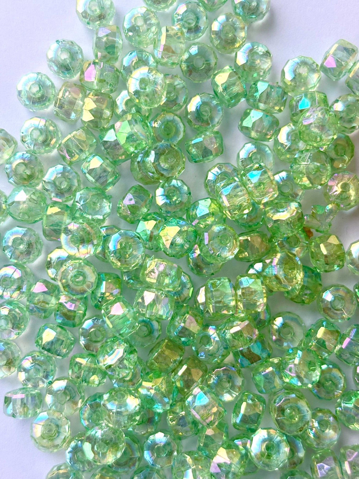 Transparent Mint Green AB Multi-Faceted Beads
