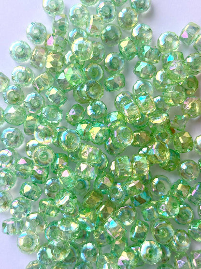 Transparent Mint Green AB Multi-Faceted Beads