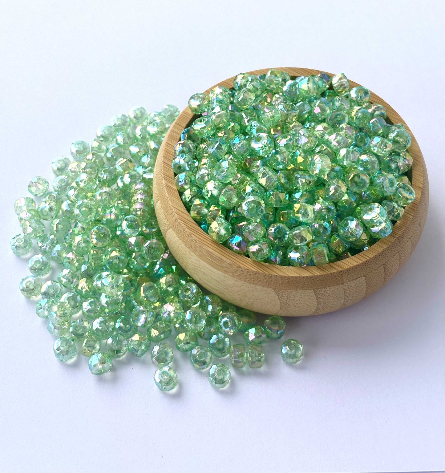 Transparent Mint Green AB Multi-Faceted Beads