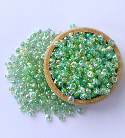 Transparent Mint Green AB Multi-Faceted Beads