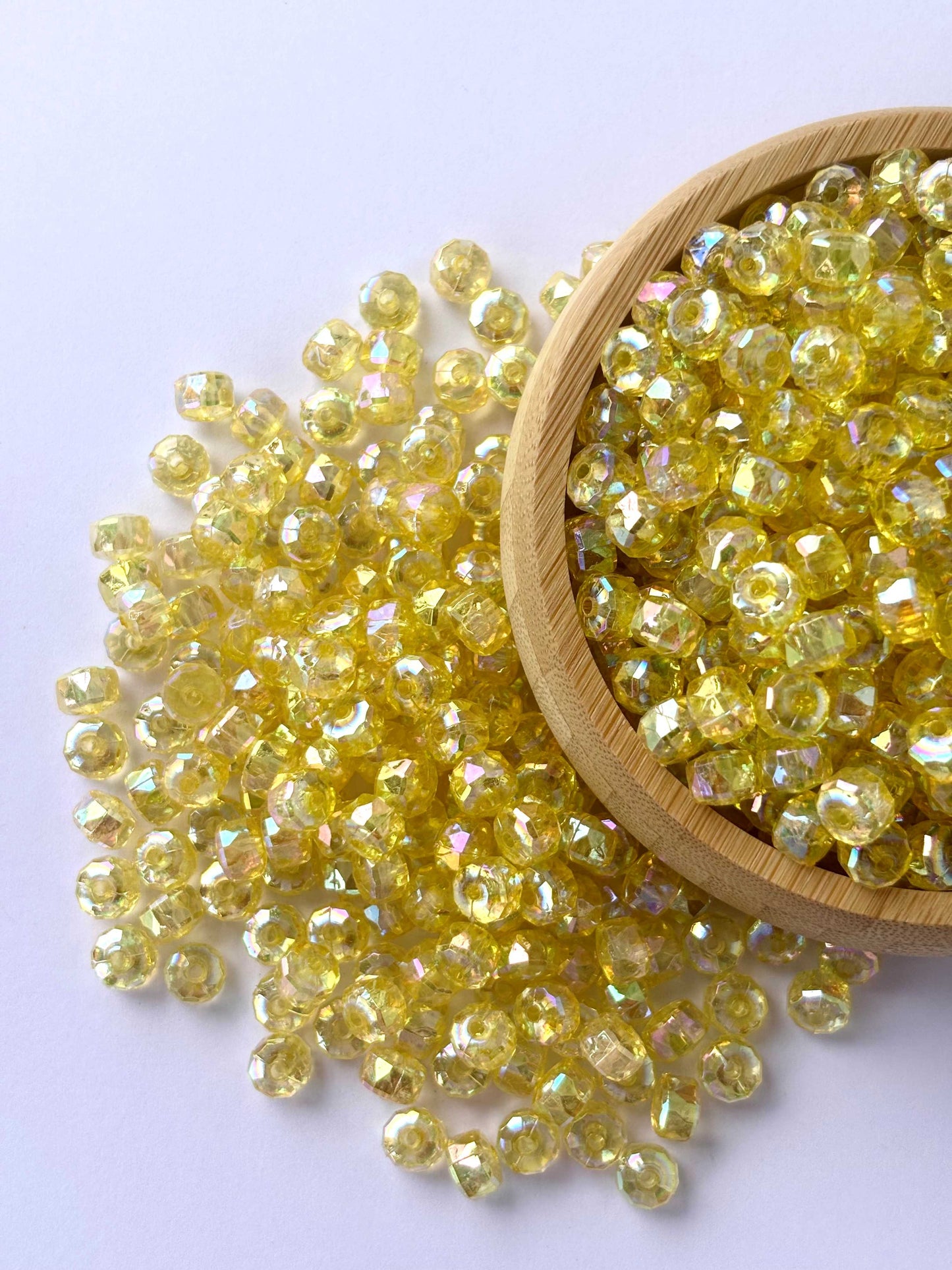 Transparent Yellow AB Multi-Faceted Beads