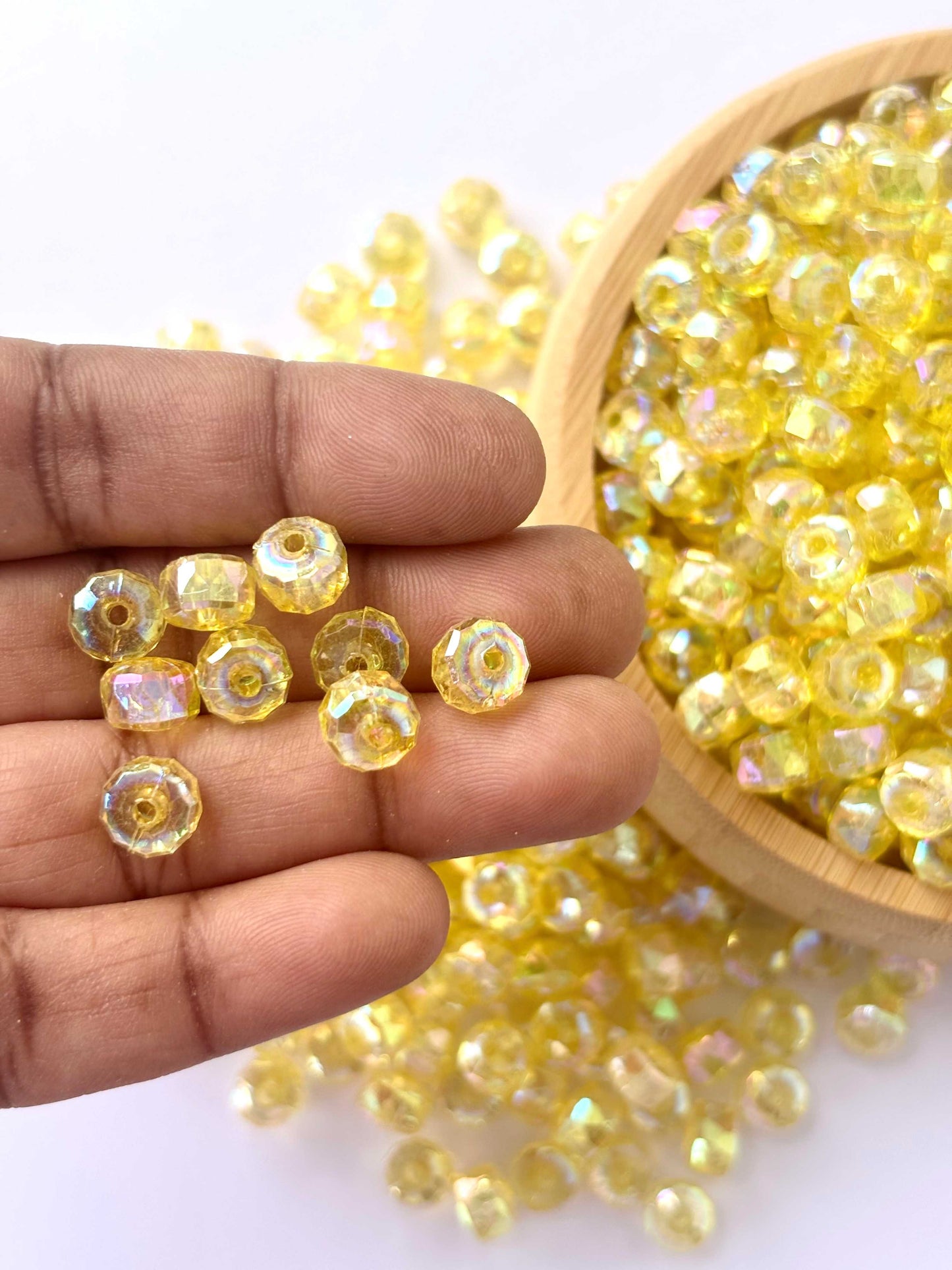 Transparent Yellow AB Multi-Faceted Beads