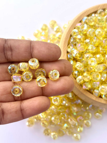 Transparent Yellow AB Multi-Faceted Beads