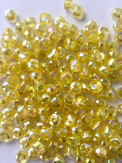 Transparent Yellow AB Multi-Faceted Beads