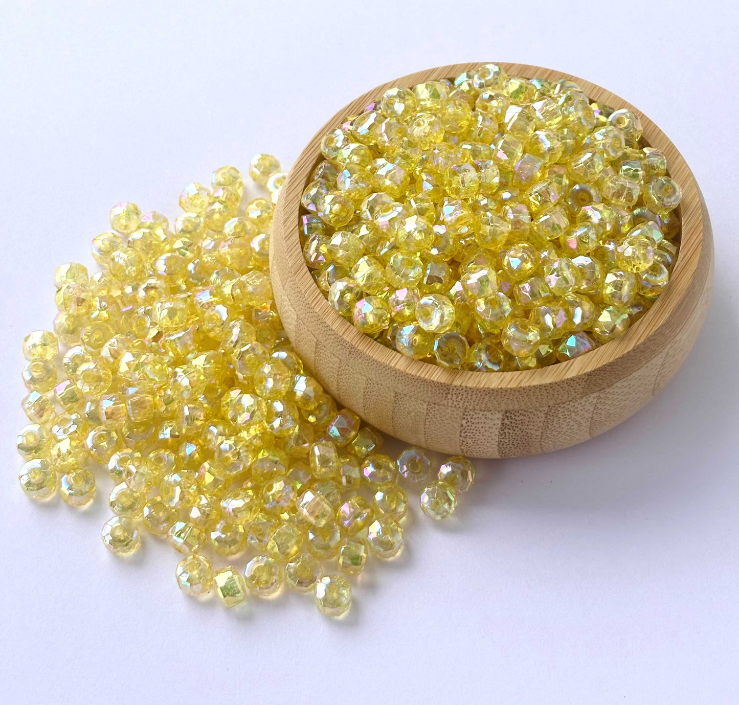 Transparent Yellow AB Multi-Faceted Beads