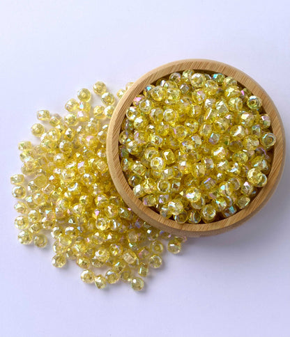 Transparent Yellow AB Multi-Faceted Beads