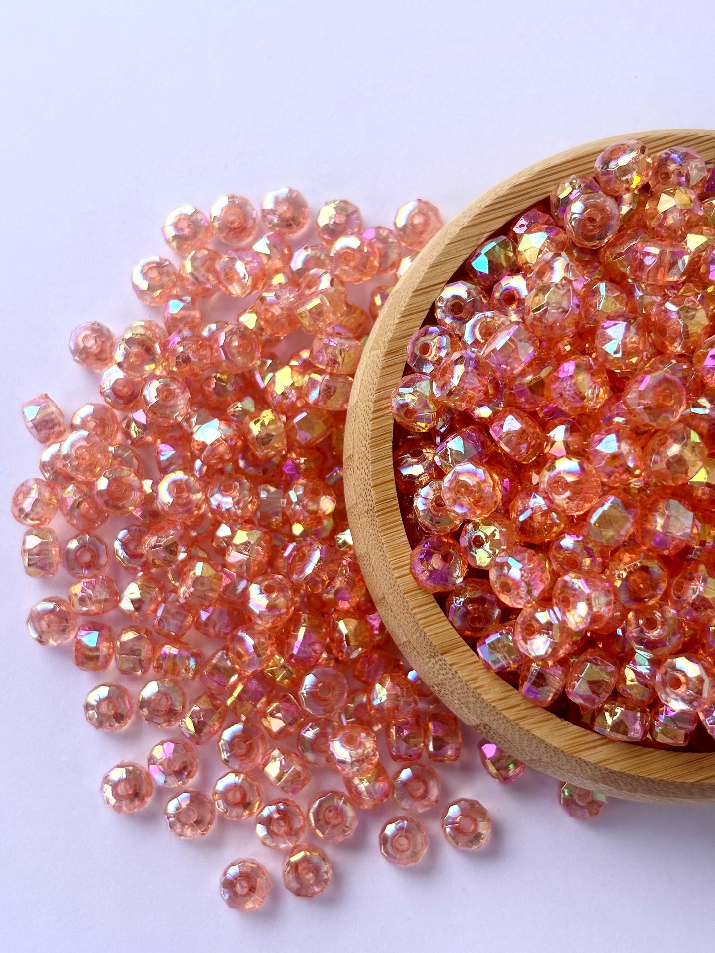 Transparent Orange AB Multi-Faceted Beads