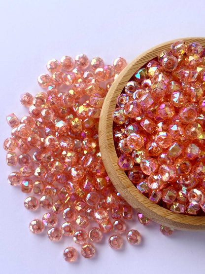 Transparent Orange AB Multi-Faceted Beads