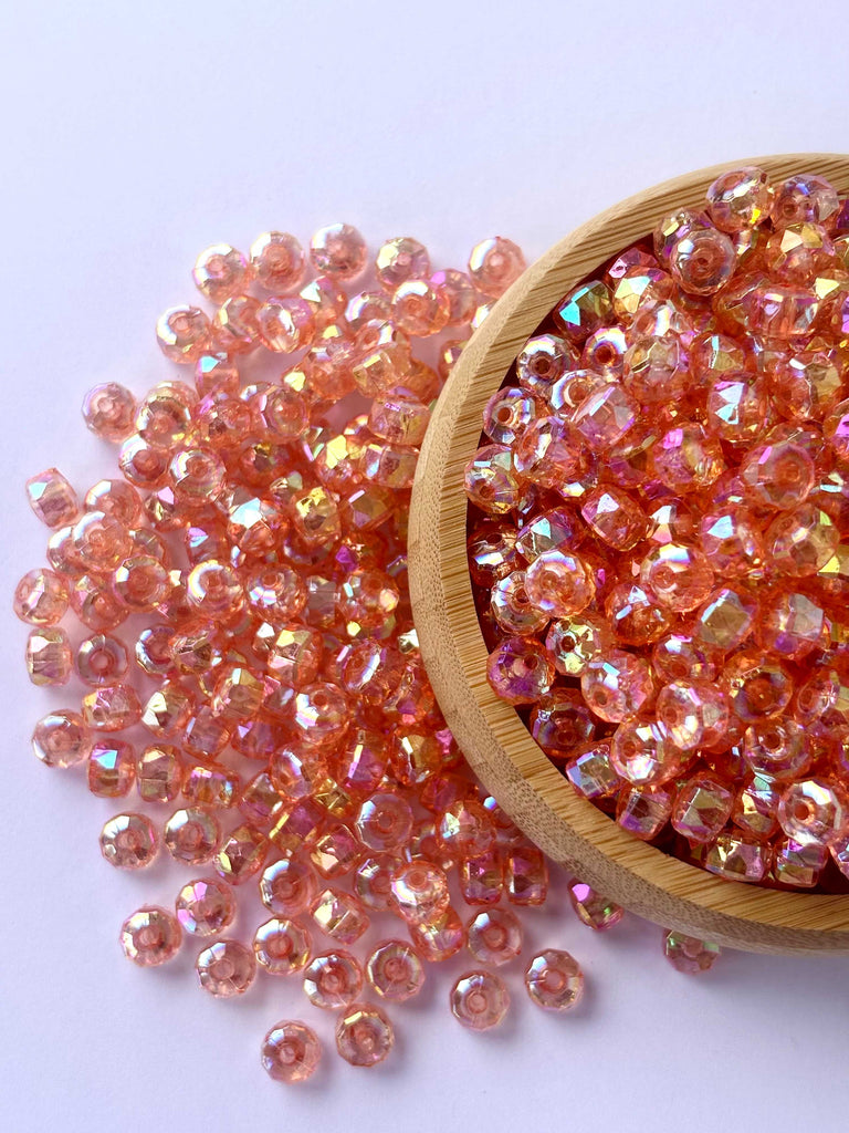 Transparent Orange AB Multi-Faceted Beads
