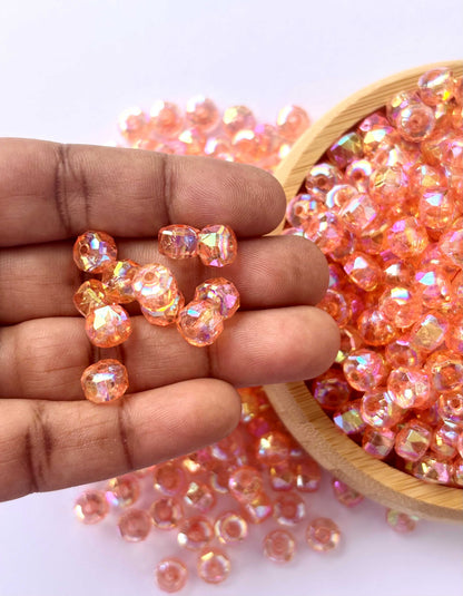 Transparent Orange AB Multi-Faceted Beads