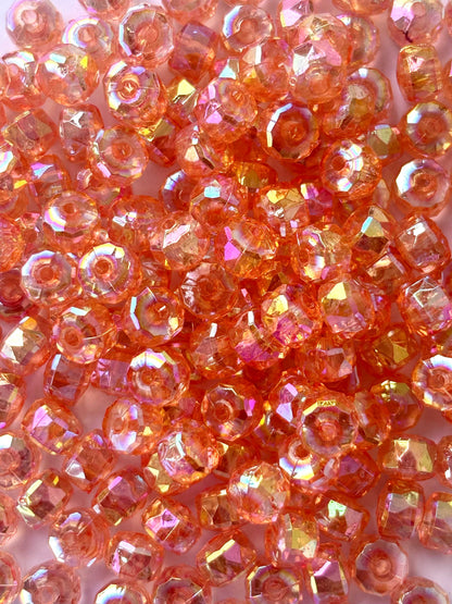 Transparent Orange AB Multi-Faceted Beads