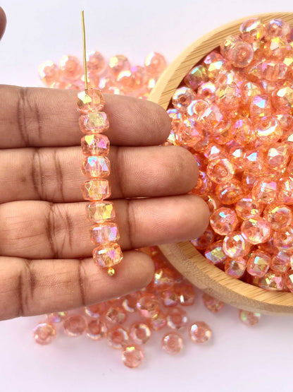 Transparent Orange AB Multi-Faceted Beads