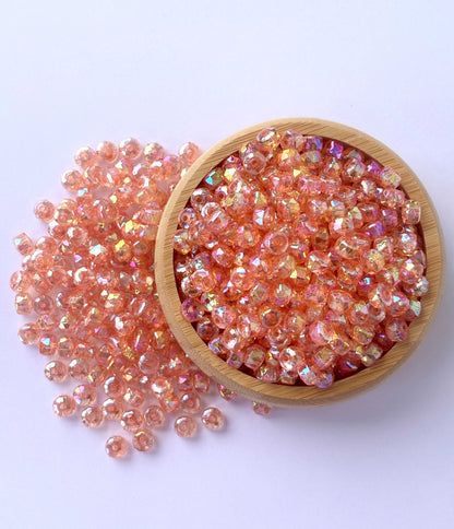 Transparent Orange AB Multi-Faceted Beads