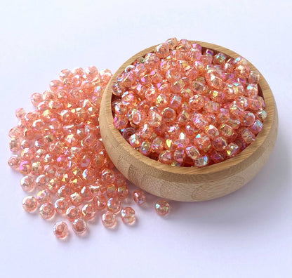 Transparent Orange AB Multi-Faceted Beads