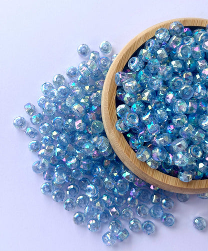 Transparent Blue AB Multi-Faceted Beads