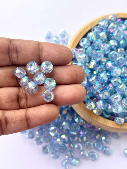 Transparent Blue AB Multi-Faceted Beads