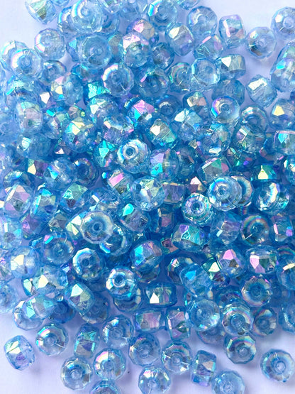 Transparent Blue AB Multi-Faceted Beads