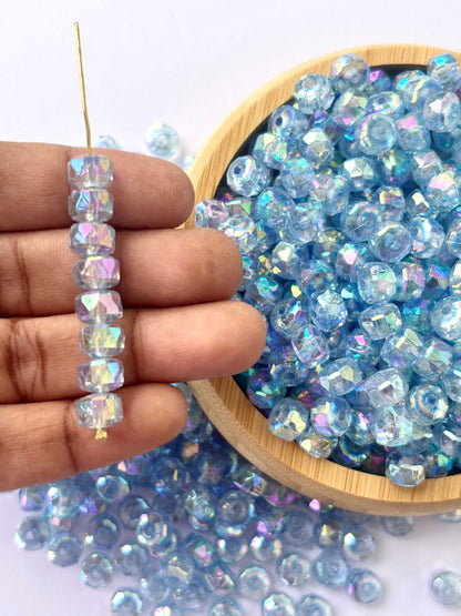 Transparent Blue AB Multi-Faceted Beads