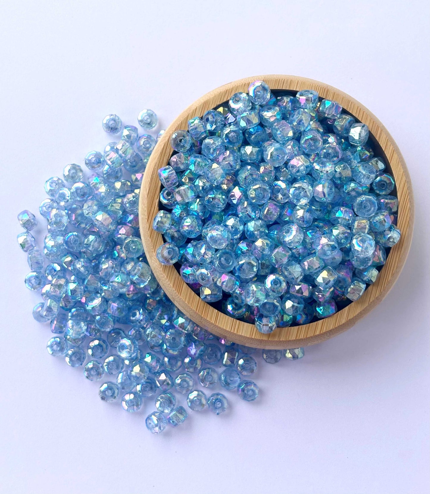Transparent Blue AB Multi-Faceted Beads