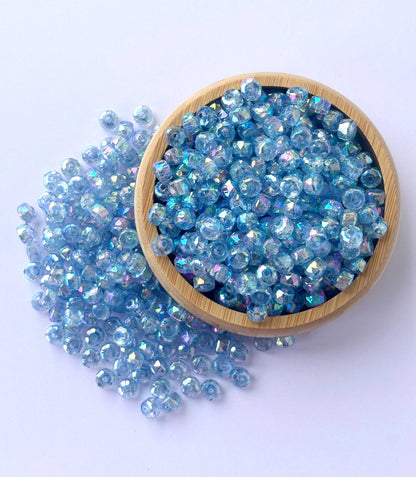 Transparent Blue AB Multi-Faceted Beads