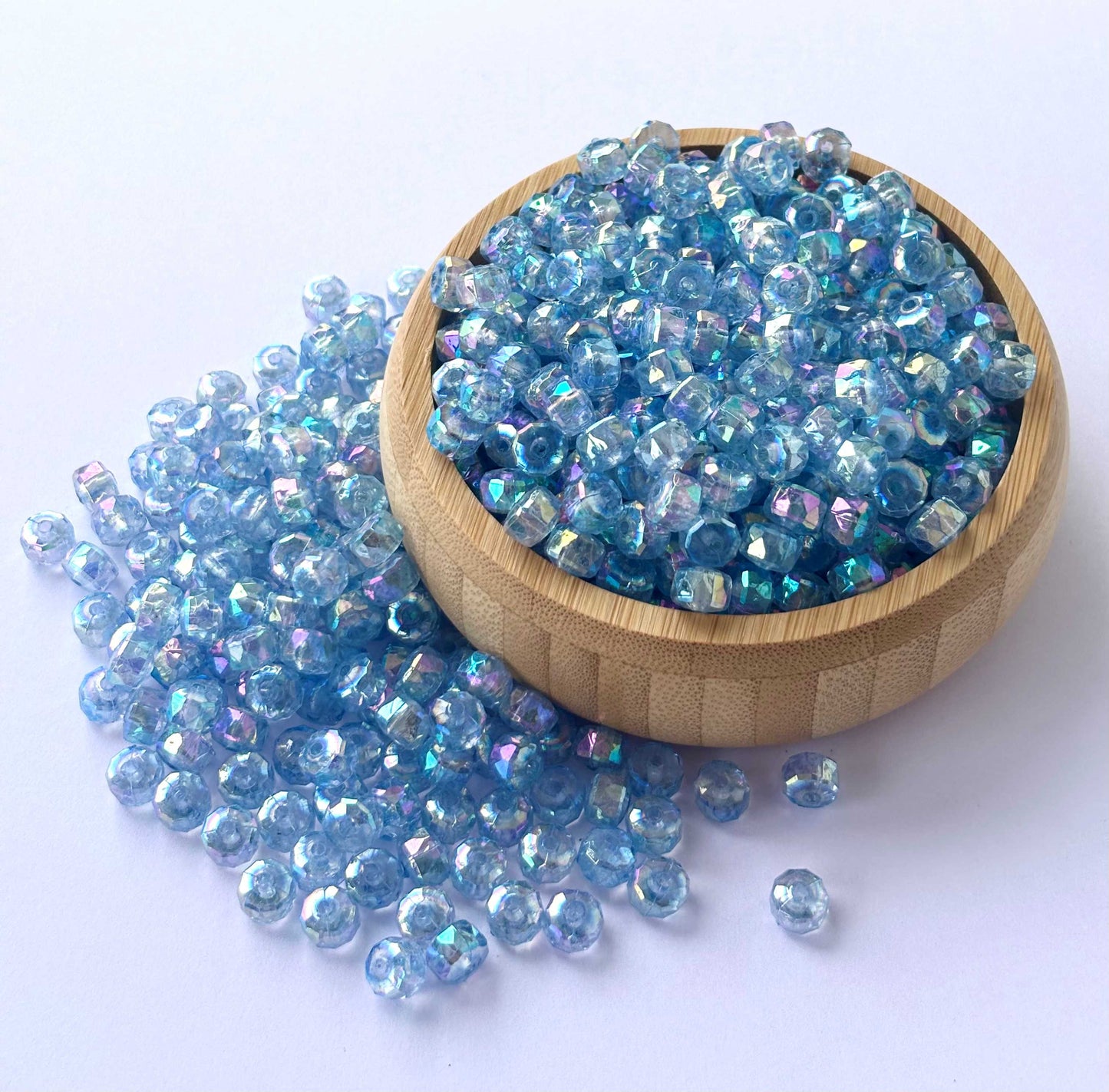Transparent Blue AB Multi-Faceted Beads
