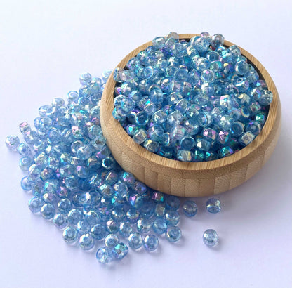 Transparent Blue AB Multi-Faceted Beads