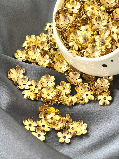 Light Gold Flower Bead Caps 8x2MM