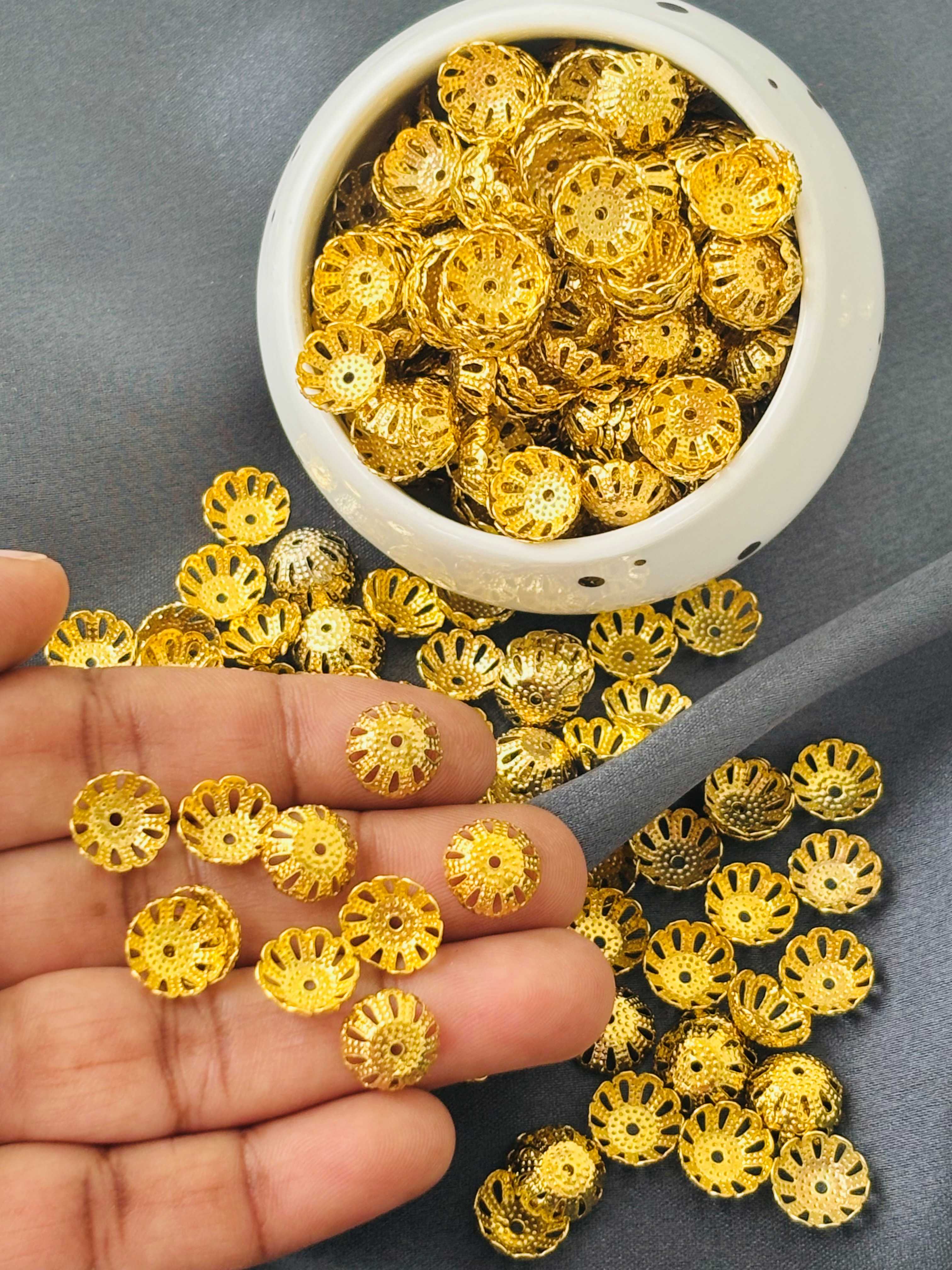Gold Filigree Domed Bead Caps 16x16MM