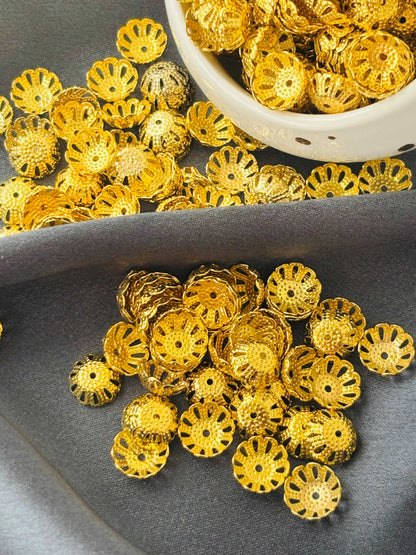 Gold Filigree Domed Bead Caps 16x16MM