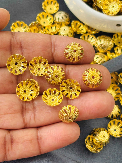 Gold Filigree Domed Bead Caps 16x16MM