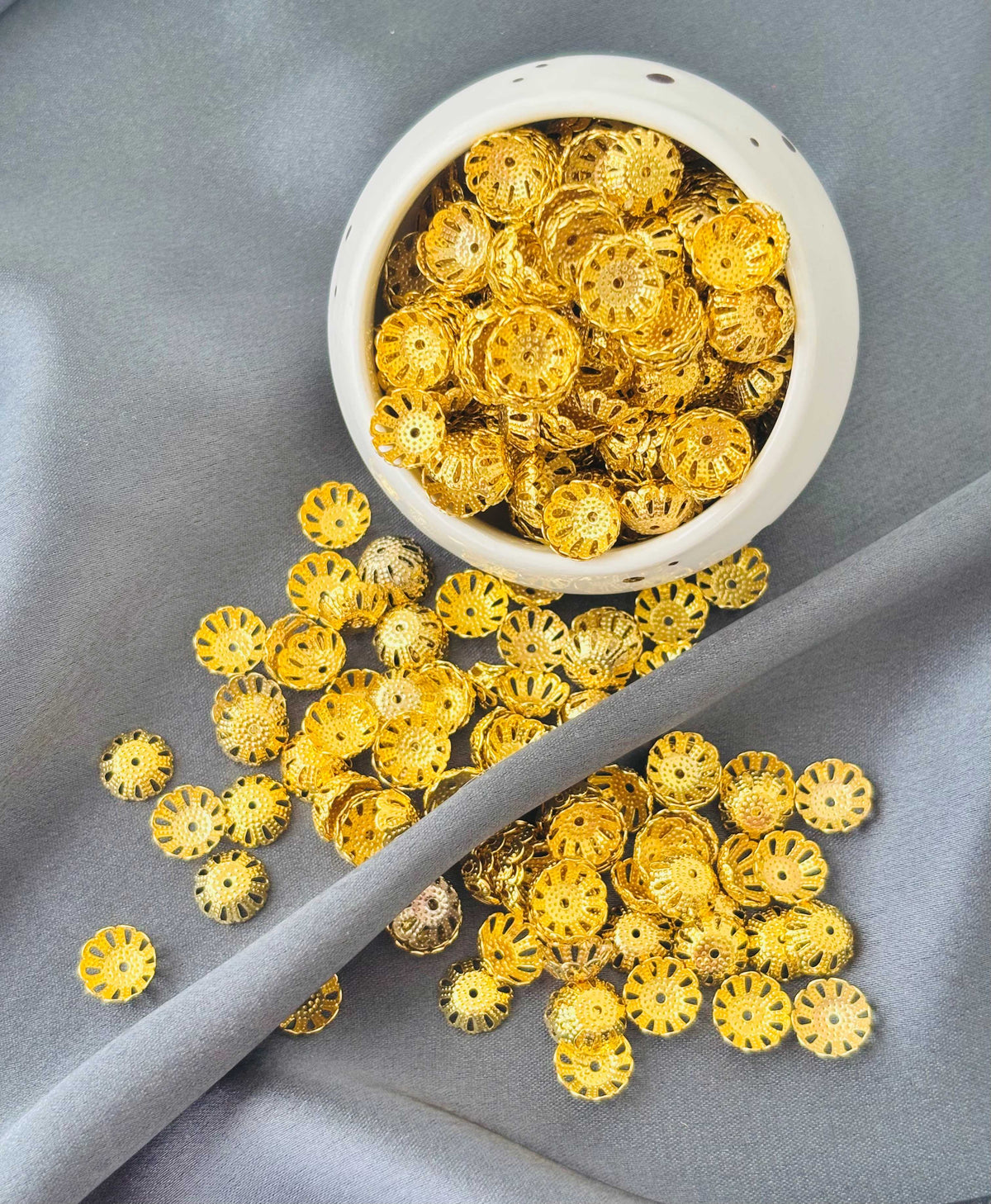 Gold Filigree Domed Bead Caps 16x16MM