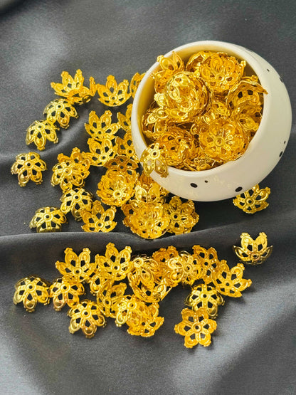 Gold Cutout Crown Bead Caps 15x7MM