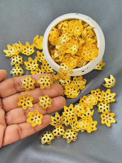 Gold Cutout Crown Bead Caps 15x7MM