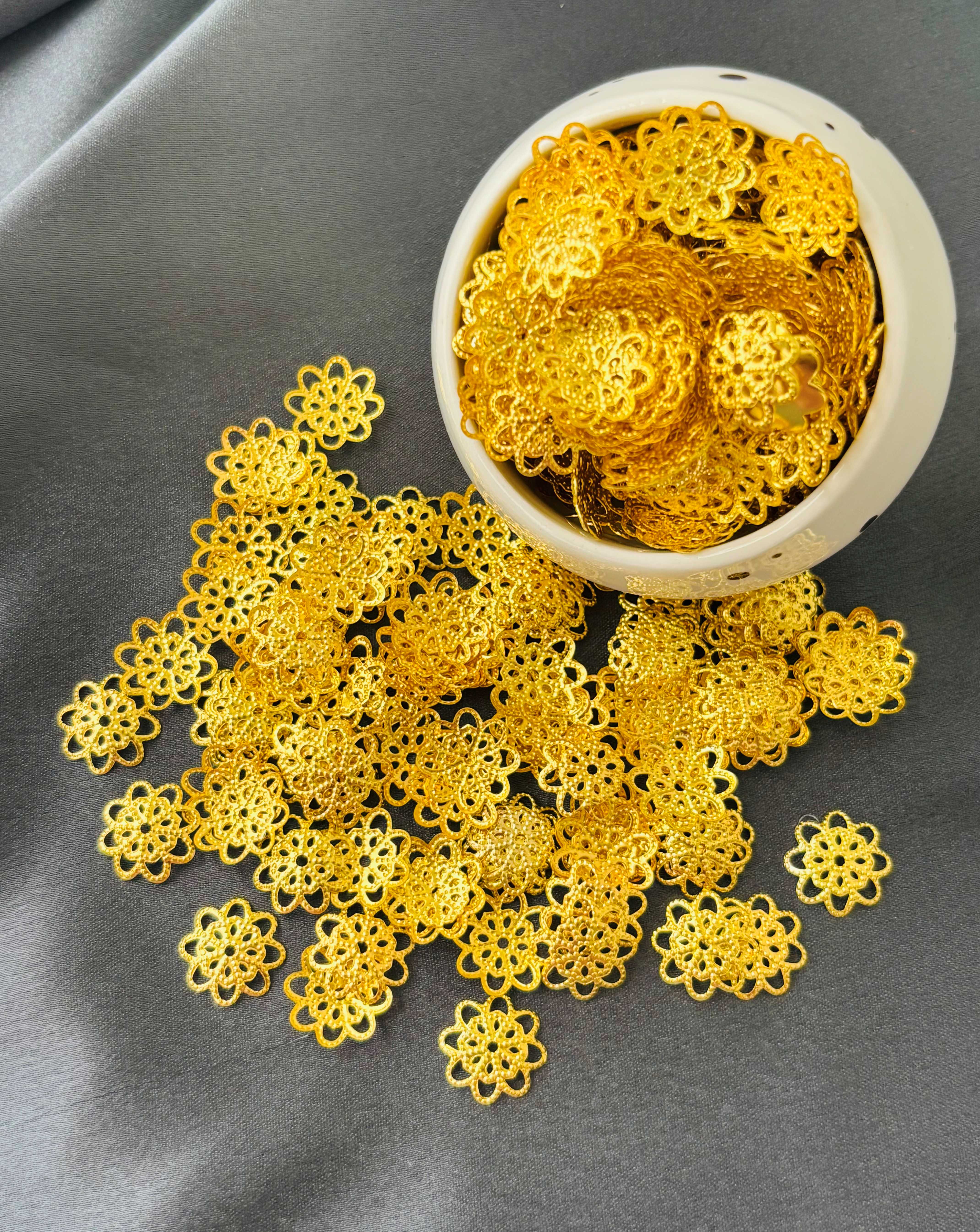 Gold Filigree Floral Bead Caps 13x2MM