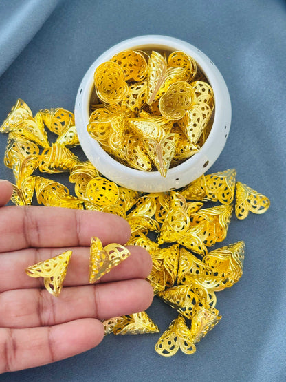 Gold Filigree Cone Bead Caps 16x16MM