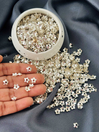 Silver Flower Bead Caps 6x2MM
