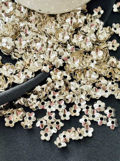 Silver Flower Bead Caps 6x2MM