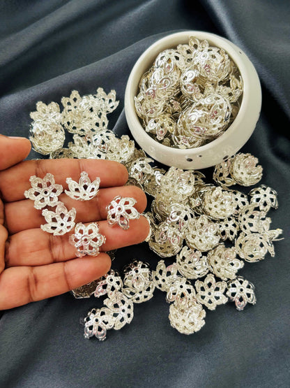Silver Cutout Crown Bead Caps 15x7MM