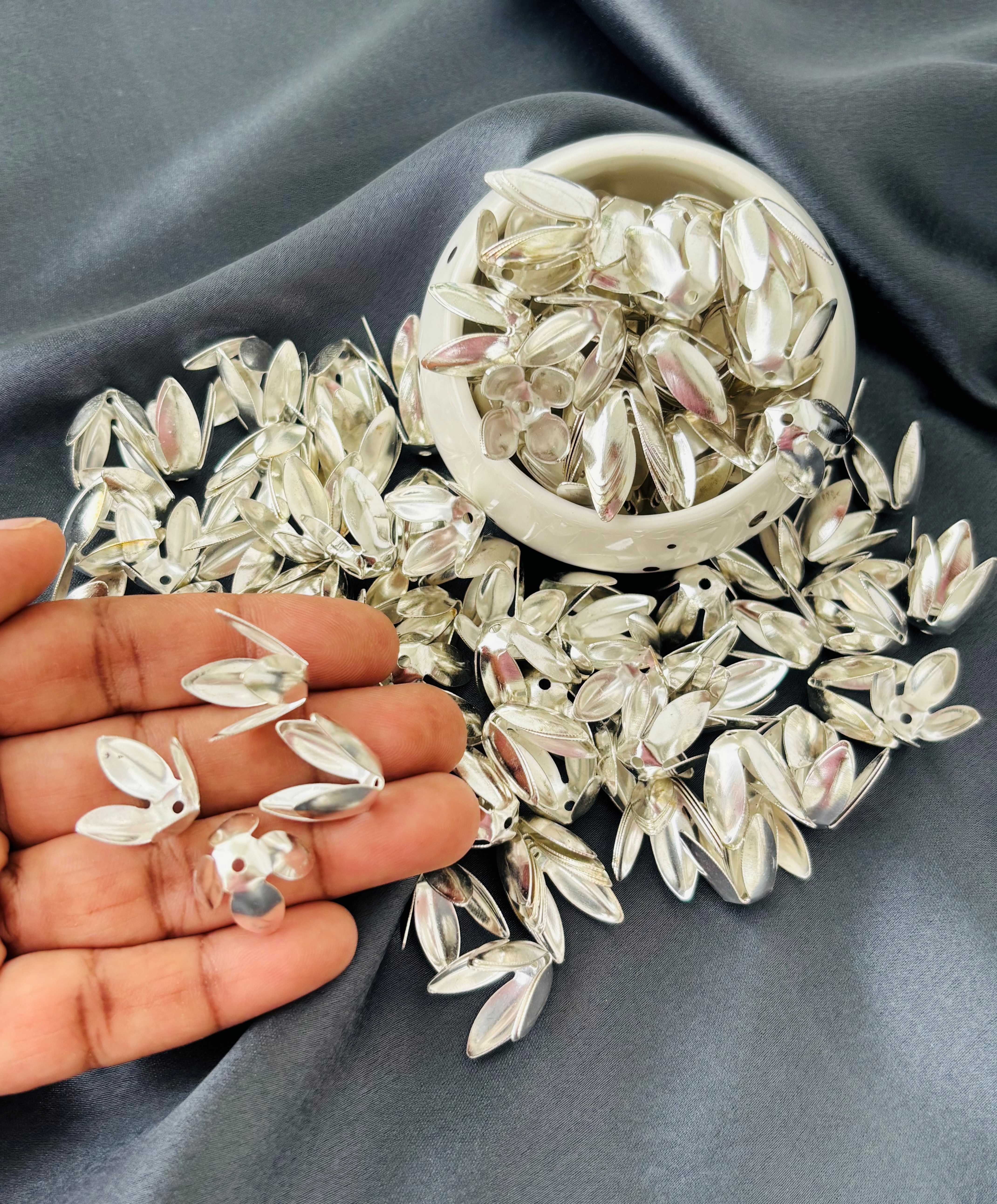 Silver Lotus Petal Bead Caps 15x13MM