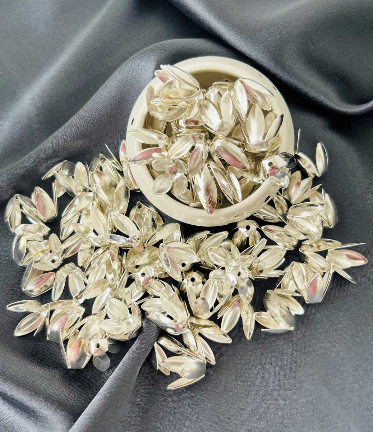 Silver Lotus Petal Bead Caps 15x13MM