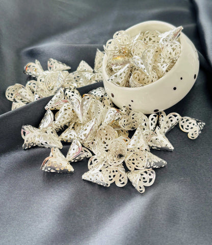 Silver Filigree Cone Bead Caps 16x16MM