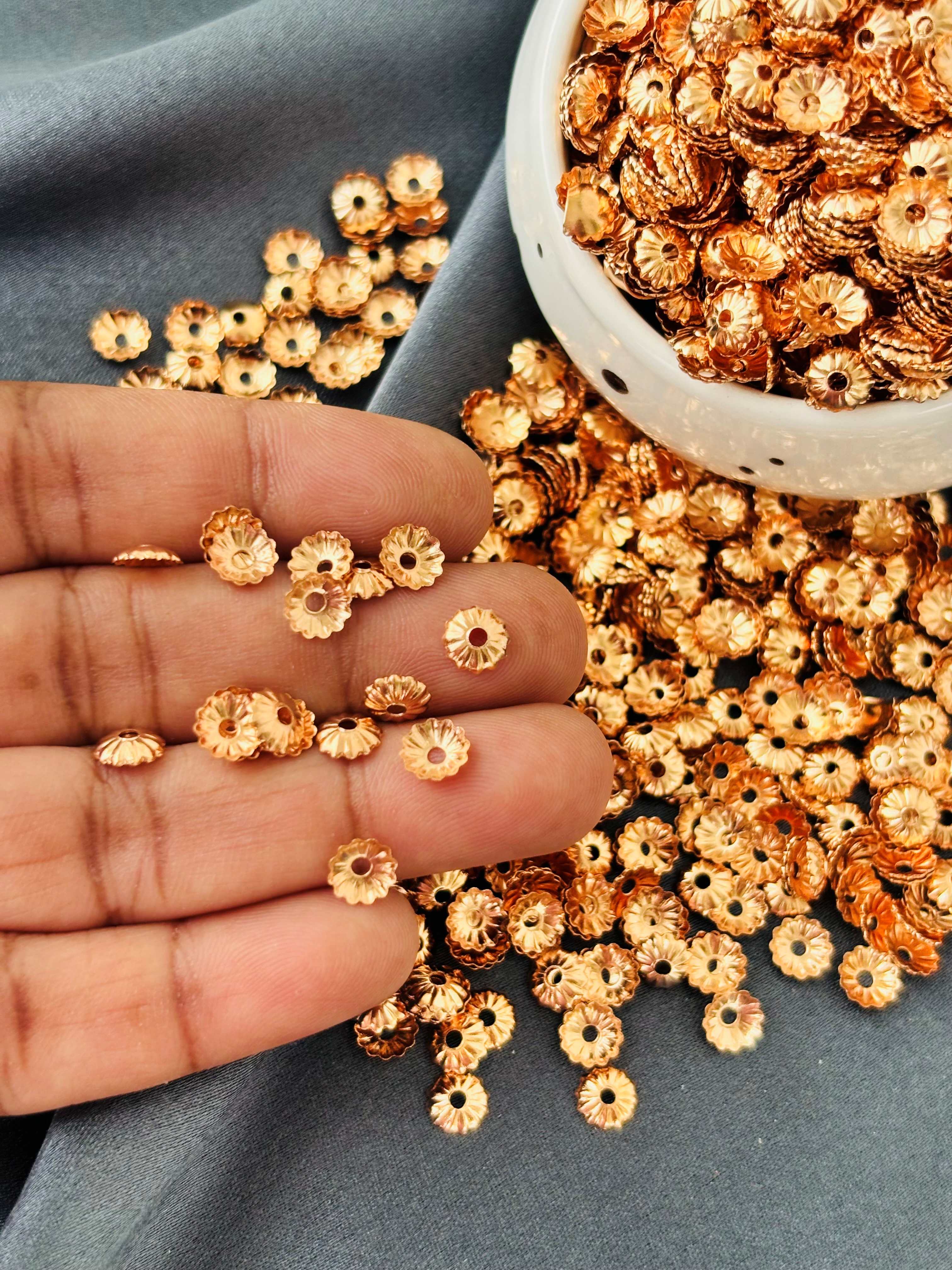 Copper Fluted Flower Bead Caps 6x2MM