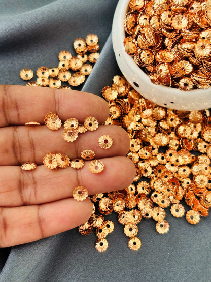 Copper Fluted Flower Bead Caps 6x2MM