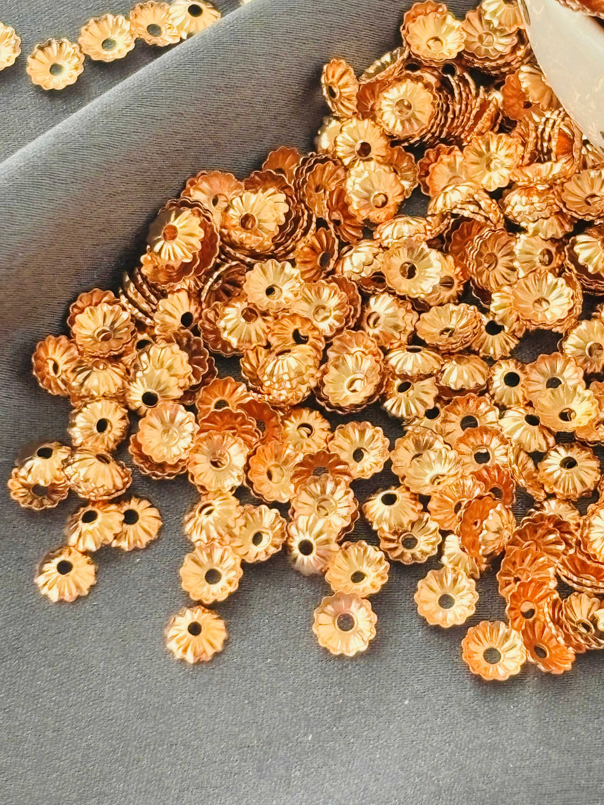 Copper Fluted Flower Bead Caps 6x2MM