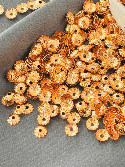 Copper Fluted Flower Bead Caps 6x2MM