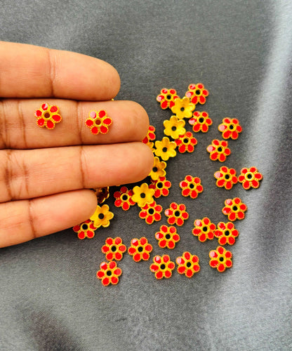 Red Meenakari Bead Caps