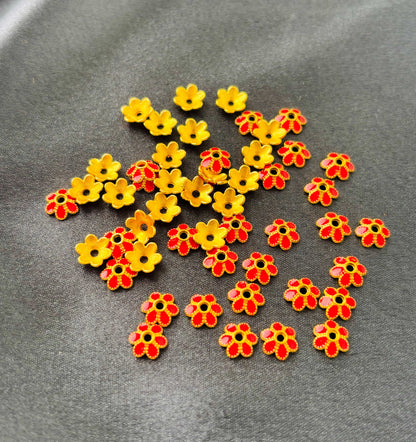 Red Meenakari Bead Caps