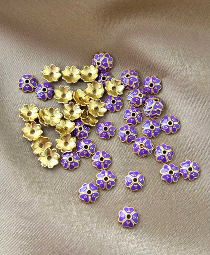 Purple Enamel Gold Bead Caps